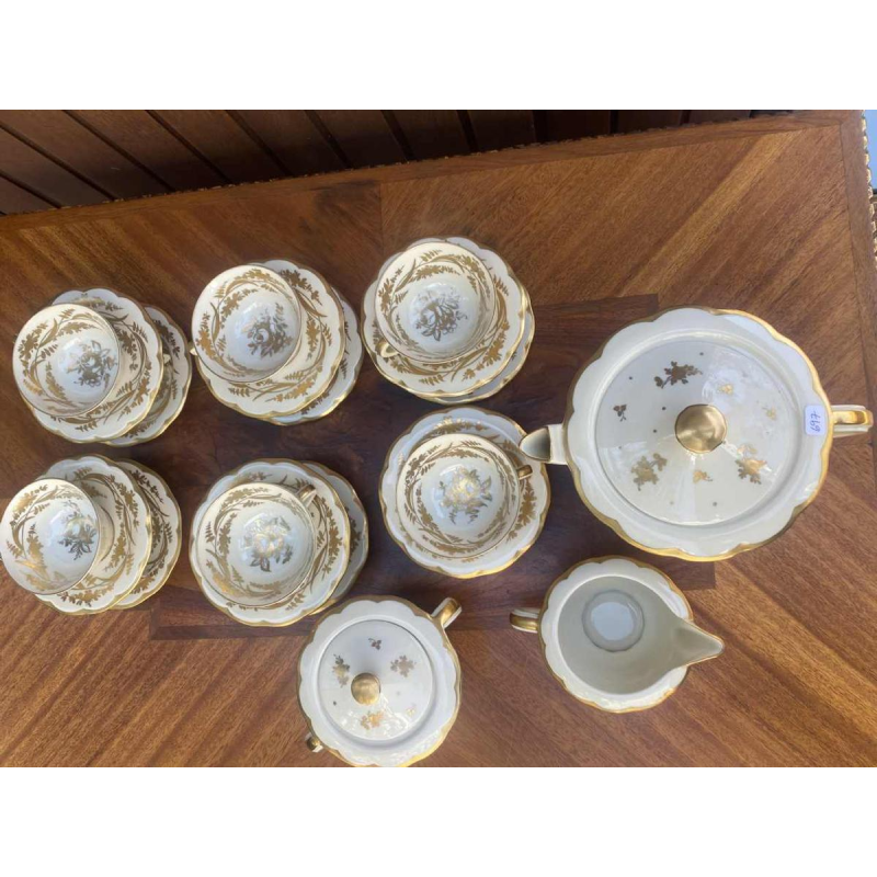 Haviland / Cambet, service à thé en porcelaine, doré à l'or fin, 12 personnes