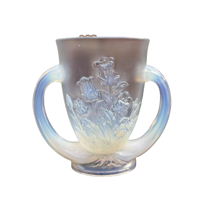Verlys, vase Art Déco en verre opalescent pressé moulé, ca 1930