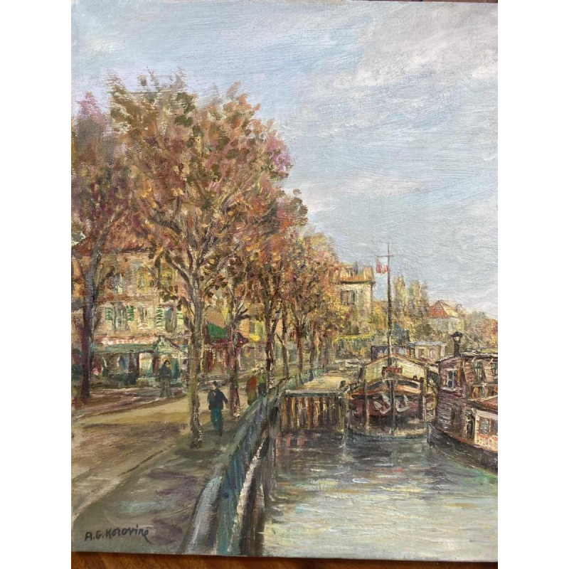 Tableau A.G Korovine "Les Quais de Seine à Paris" peinture huile sur toile