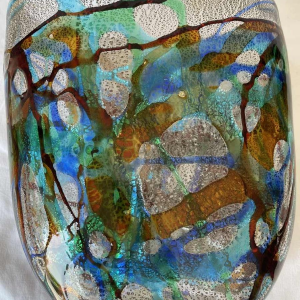 Luigi MELLARA (1952-) Murano : vase en verre inclussions de verre coloré et or