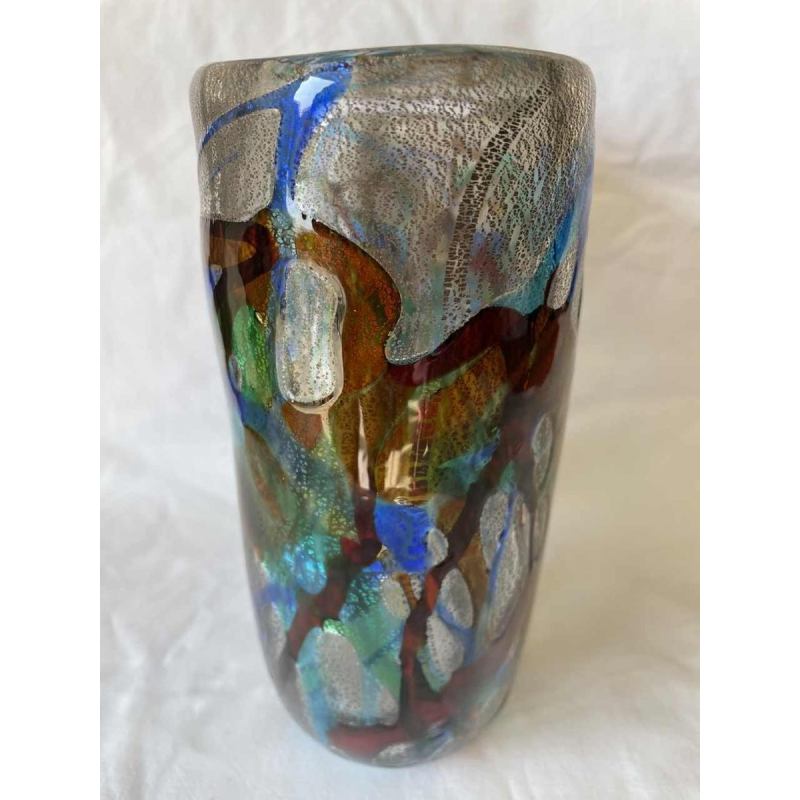 Luigi MELLARA (1952-) Murano : vase en verre avec inclusions