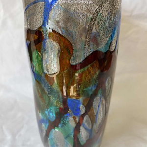 Luigi MELLARA (1952-) Murano : vase en verre inclussions de verre coloré et or