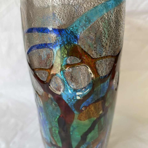 Luigi MELLARA (1952-) Murano : vase en verre inclussions de verre coloré et or