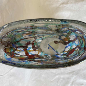 Luigi MELLARA (1952-) Murano : vase en verre inclussions de verre coloré et or