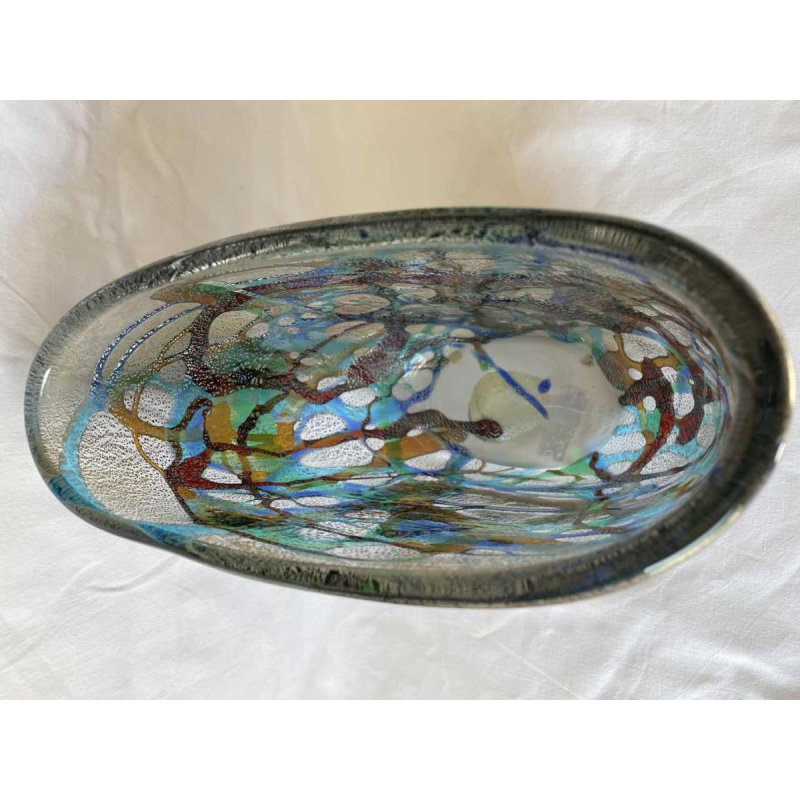 Luigi MELLARA (1952-) Murano : vase en verre inclussions de verre coloré et or