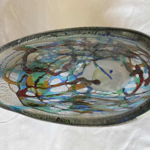 Luigi MELLARA (1952-) Murano : vase en verre inclussions de verre coloré et or