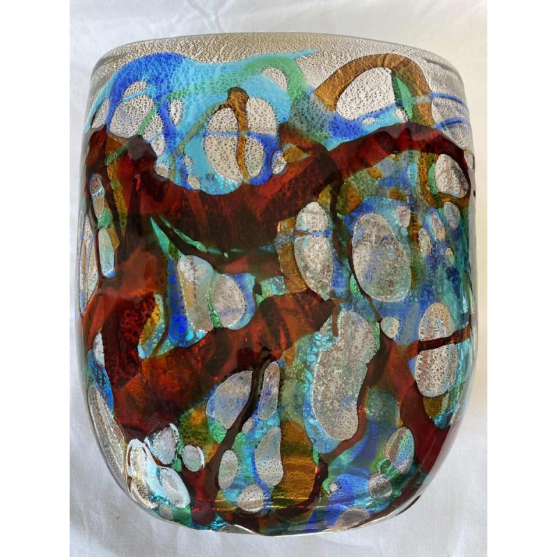 Luigi MELLARA (1952-) Murano : vase en verre avec inclusions