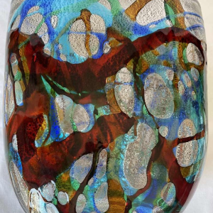 Luigi MELLARA (1952-) Murano : vase en verre inclussions de verre coloré et or