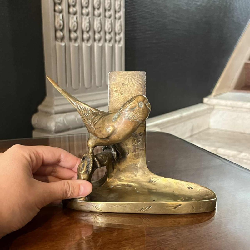 TUSCA 'Perruche' dier sculptuur vogel brons Art Nouveau Oostenrijk ca 1910