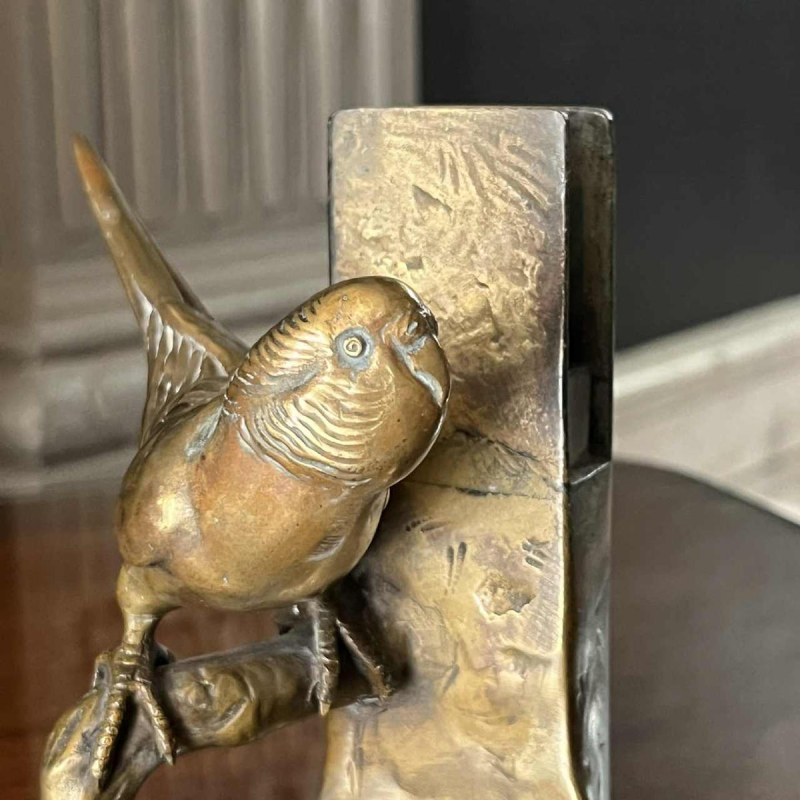 TUSCA 'Perruche' animal sculpture bird bronze Art Nouveau Austria ca 1910
