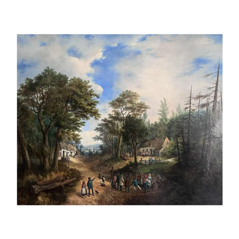 Michel T. A. Van Cuyck “Panorama du village” (Grez-Doiceau?) huile su toile 1859