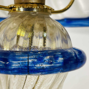 Barovier & Toso in Murano, paar Hollywood Regency 'paddestoel'-lampen, goudkleurig glitterglas, ca. 1980