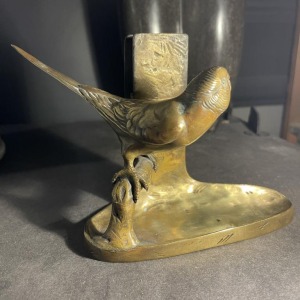 TUSCA 'Perruche' animal sculpture bird bronze Art Nouveau Austria ca 1910