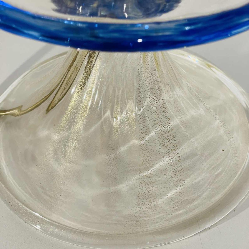 Barovier & Toso à Murano, paire de lampes 'champignon' Hollywood Regency, verre pailleté doré, ca 1980