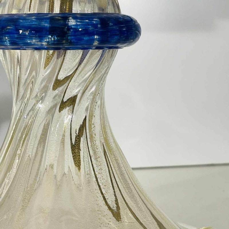 Barovier & Toso à Murano, paire de lampes 'champignon' Hollywood Regency, verre pailleté doré, ca 1980