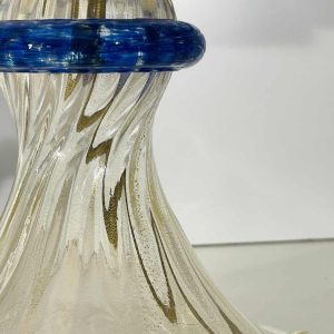 Barovier & Toso in Murano, paar Hollywood Regency 'paddestoel'-lampen, goudkleurig glitterglas, ca. 1980