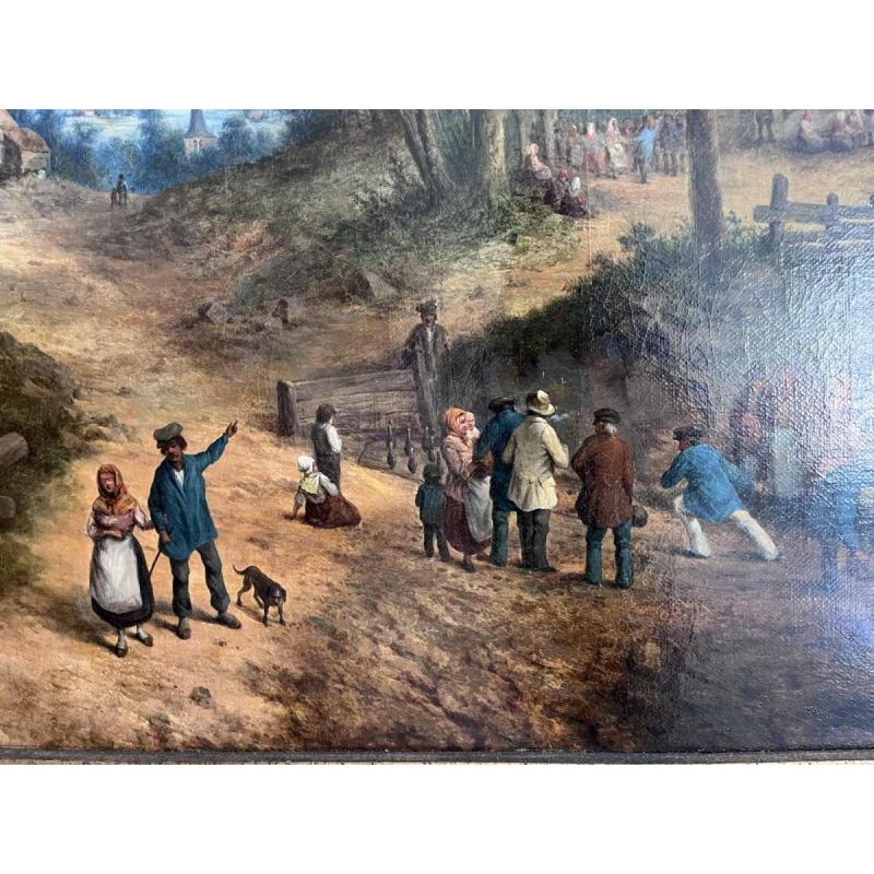 Michel T. A. Van Cuyck “Panorama du village” (Grez-Doiceau?) huile su toile 1859