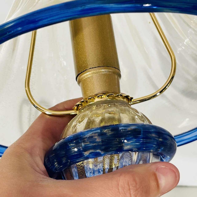 Barovier & Toso à Murano, paire de lampes 'champignon' Hollywood Regency, verre pailleté doré, ca 1980