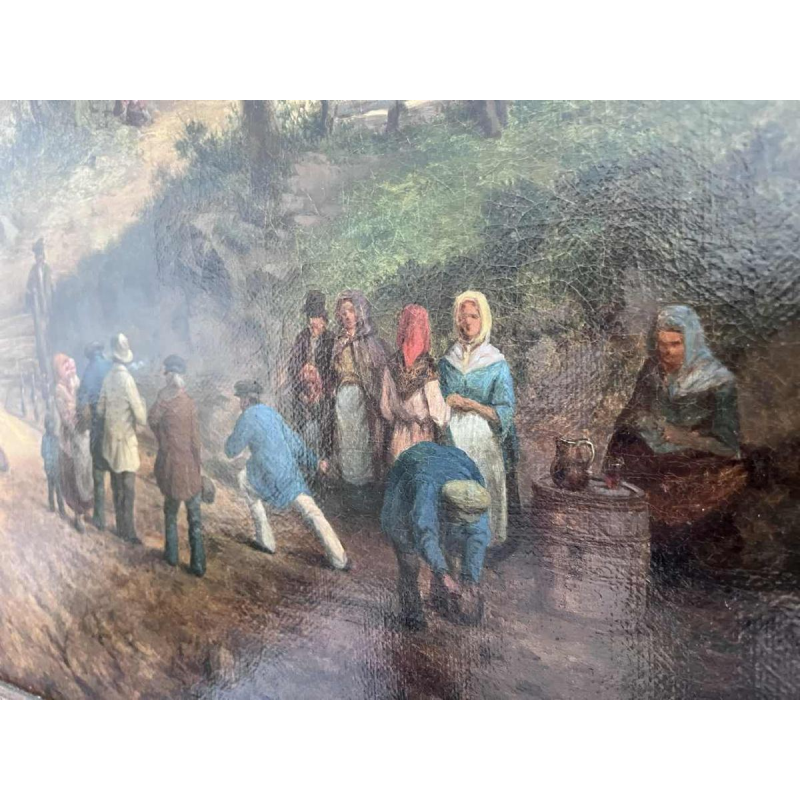 Michel T. A. Van Cuyck “Dorpszicht“ (Grez-Doiceau?) olie op doek 1859