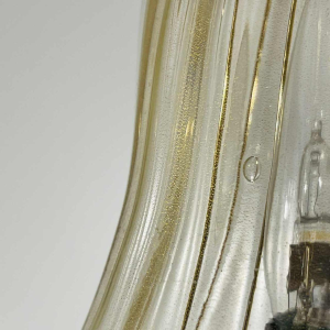 Barovier & Toso à Murano, paire de lampes 'champignon' Hollywood Regency, verre pailleté doré, ca 1980