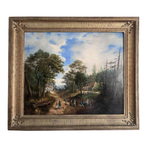 Michel T. A. Van Cuyck “Dorpszicht“ (Grez-Doiceau?) olie op doek 1859