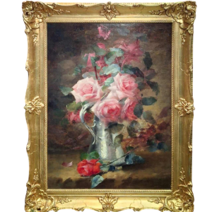 Louise Coupé “Boeket rozen” stilleven, schilderij olieverf op doek