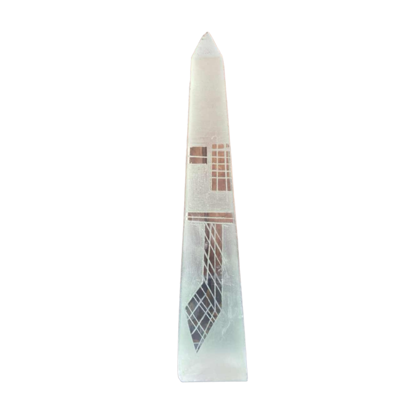 Art Deco kristallen Obelisk van Anatole Riecke