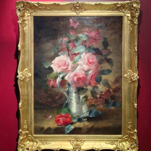 Louise Coupé “Boeket rozen” stilleven, schilderij olieverf op doek