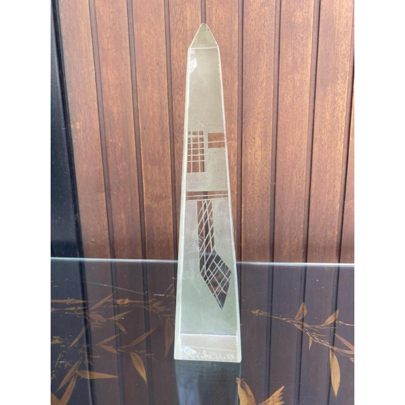 Art Deco crystal Obelisk by Anatole Riecke