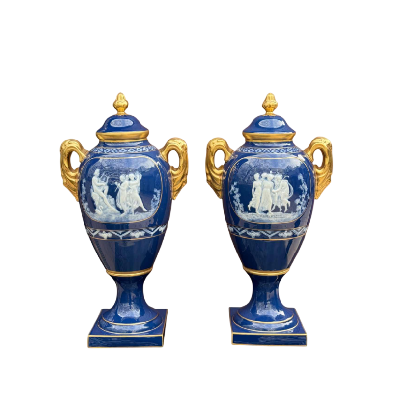 Marcel Chaufriasse / Limoges, paire de vases en porcelaine 49cm, ca 1900
