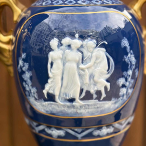 Marcel Chaufriasse / Limoges, paar porseleinen vazen 49cm, ca 1900