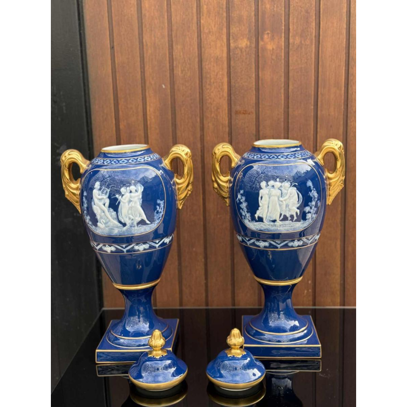 Marcel Chaufriasse / Limoges, paire de vases en porcelaine 49cm, ca 1900