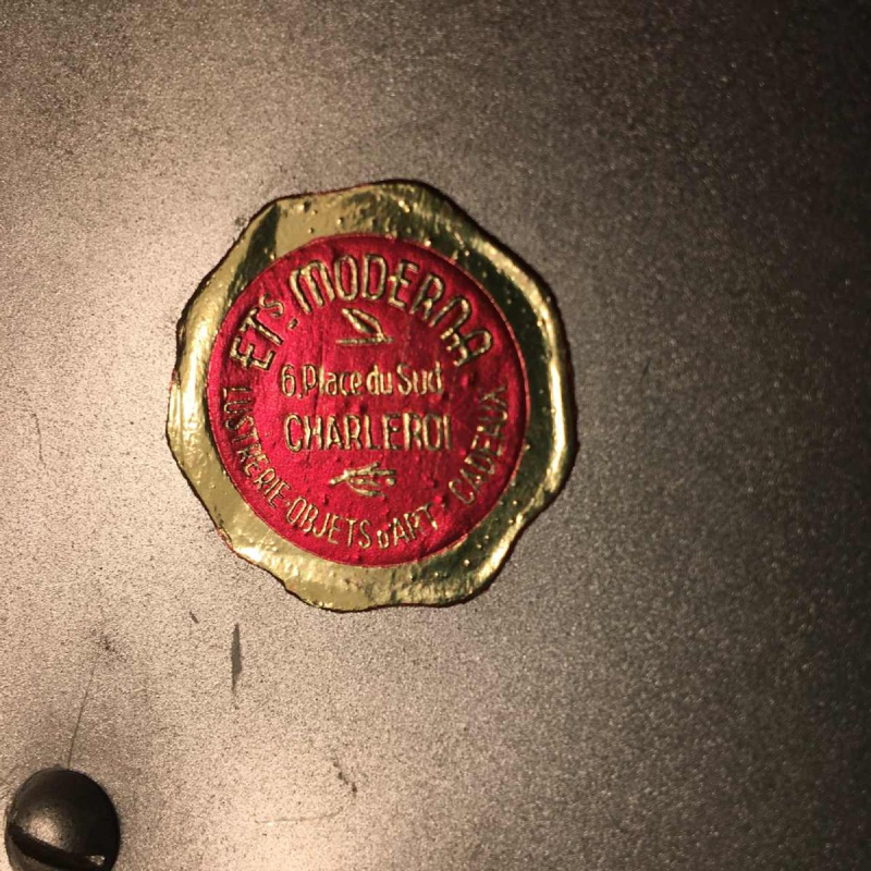 Lampe à poser / de Bureau vintage, bois et métal laqué façon marbre, circa 1950