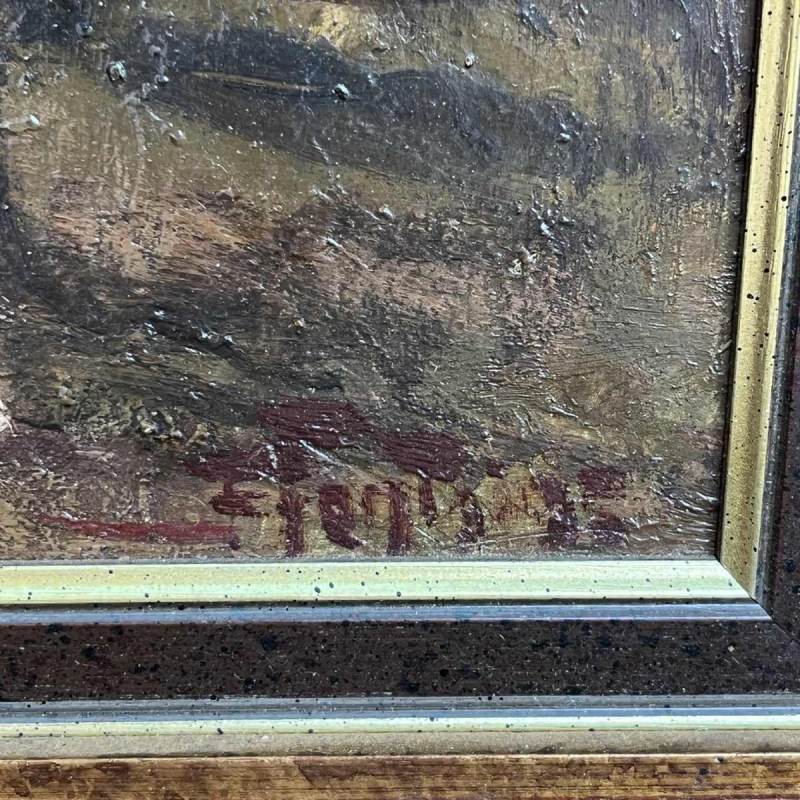 Spanish school The entrance to the circus signed painting, oil on panel 1900s