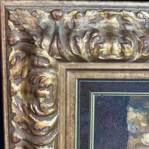 Ecole espagnole "L'entrée au cirque" tableau signé, huile sur panneau, ca 1900