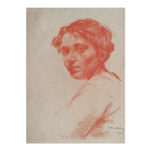 Jan VAN LOOY “Portrait de garçon“ dessin à la sanguine sur papier, 1911