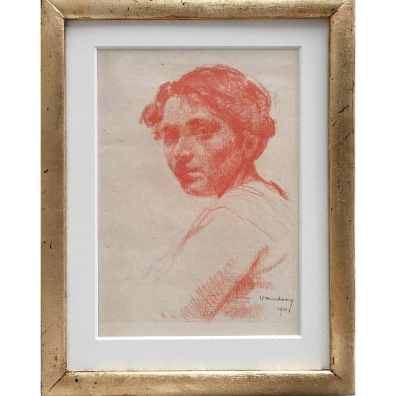 Jan VAN LOOY “Portret van een jongen” sanguine op papier, 1911