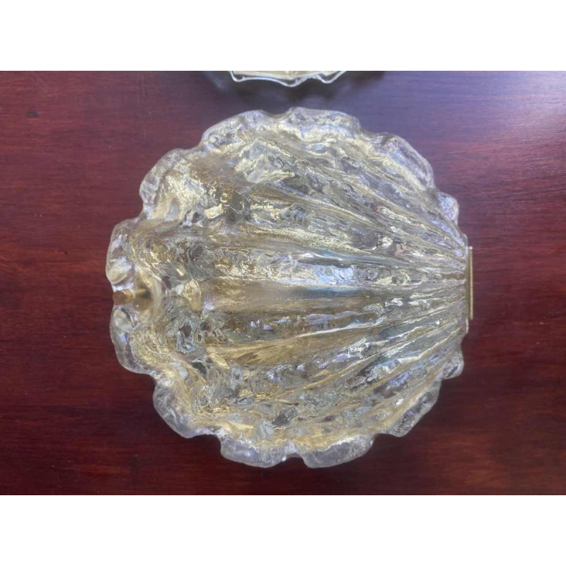 Paire d'appliques verre épais granité modèle coquille années 50