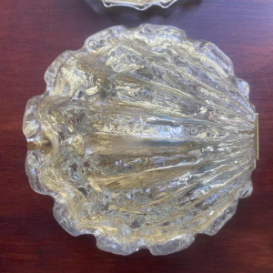 Pair of wall sconces in thick granite glass, 'Coquille' model, 1950s