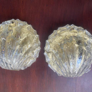 Paire d'appliques verre épais granité modèle coquille années 50