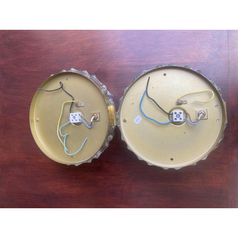 Paire d'appliques verre épais granité modèle coquille années 50