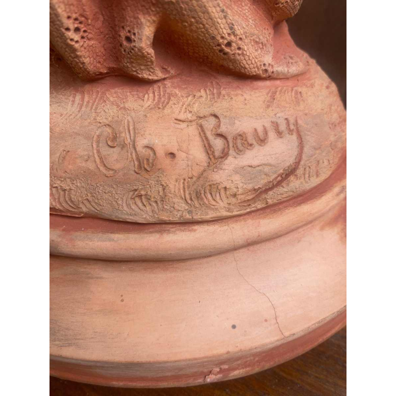 Charles Martial Baury Vrouw met sluier terracotta sculptuur, 1868