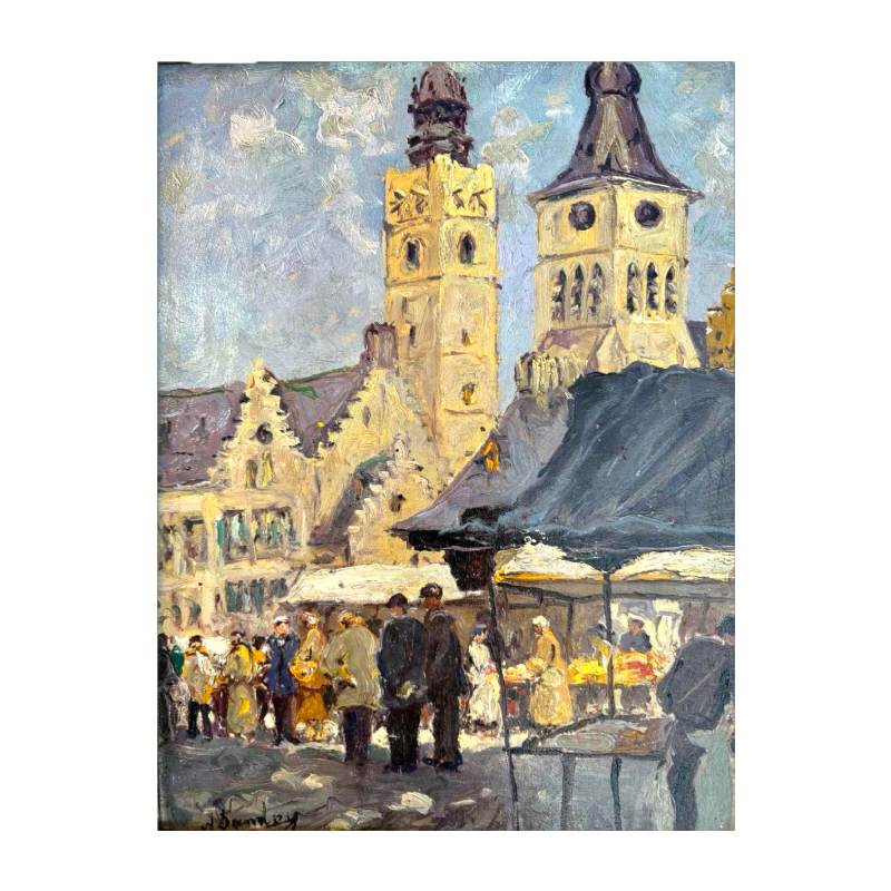 Albert DANDOY (1885-1977): 'Diksmude - Marché' peinture huile sur toile