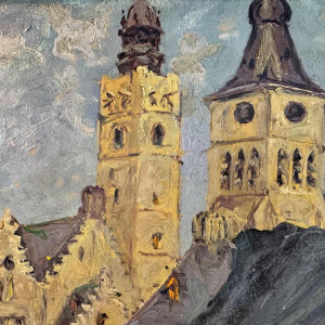 Albert DANDOY (1885-1977): 'Diksmude - Markt' schilderij olieverf op doek