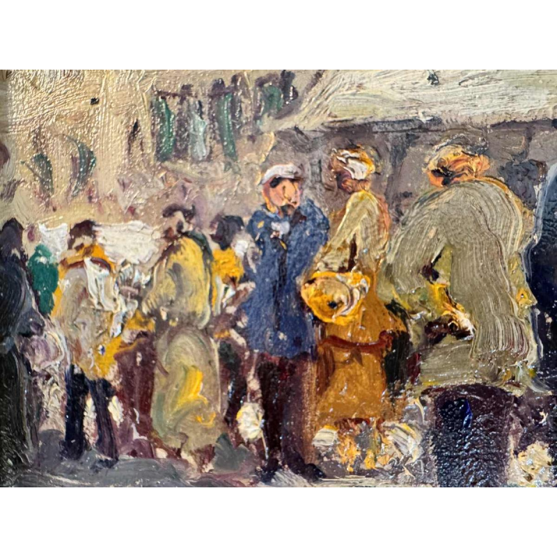Albert DANDOY (1885-1977): 'Diksmude - Marché' peinture huile sur toile