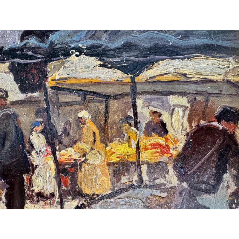 Albert DANDOY (1885-1977): 'Diksmude - Markt' schilderij olieverf op doek