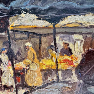 Albert DANDOY (1885-1977): 'Diksmude - Marché' peinture huile sur toile