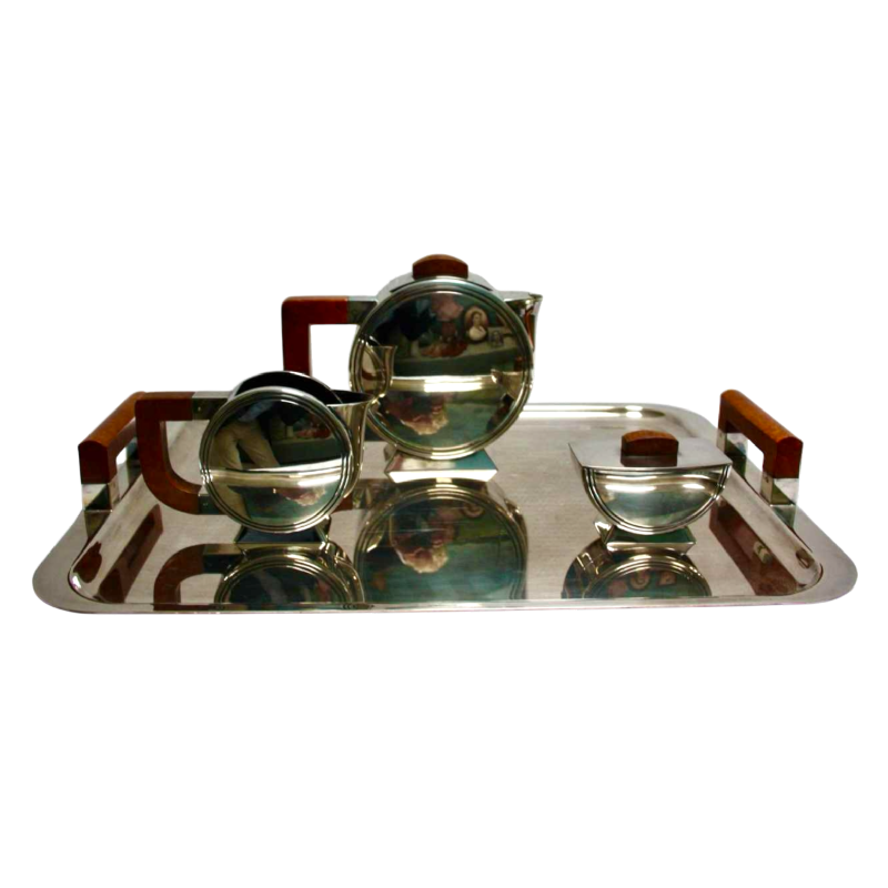 Christian Fjerdingstad voor Christofle, Art Deco-theeservies in verzilverd metaal, ca 1930