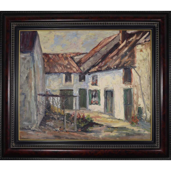Ivan HUQUE, painting oil on panel, Liège school of landscape painting, 20th century
