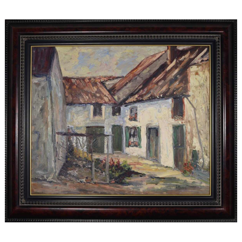 Ivan HUQUE, peinture huile sur panneau, école liégeoise du paysage, XXe s